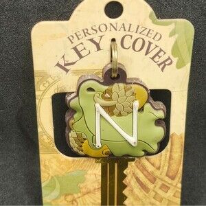 Letter N Personalized Key Cover with Leaf Design